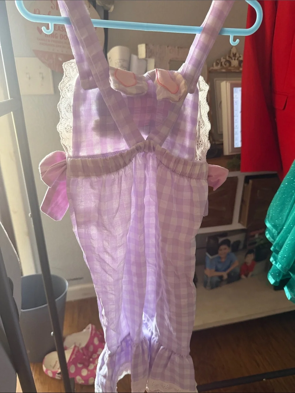 Lilac Easter Egg Gingham Kids Costume Romper